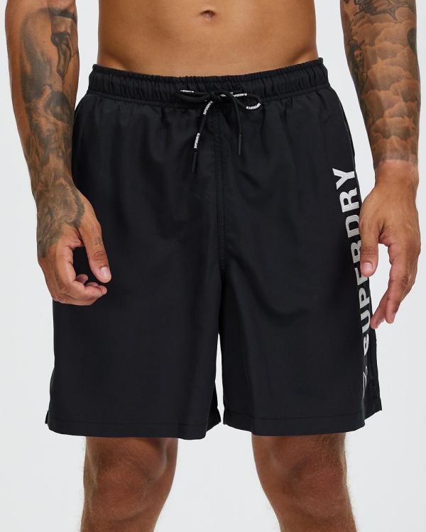 Superdry Sport - Code Applique 19in Swim Shorts - Swimwear (Black) Code Applique 19in Swim Shorts