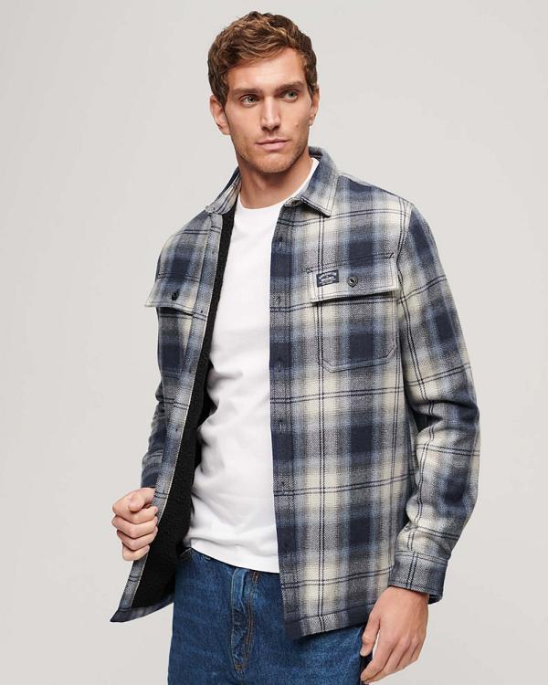 Superdry - Wool Miller Overshirt - Shirts & Polos (Roderick Check Dark Blue) Wool Miller Overshirt