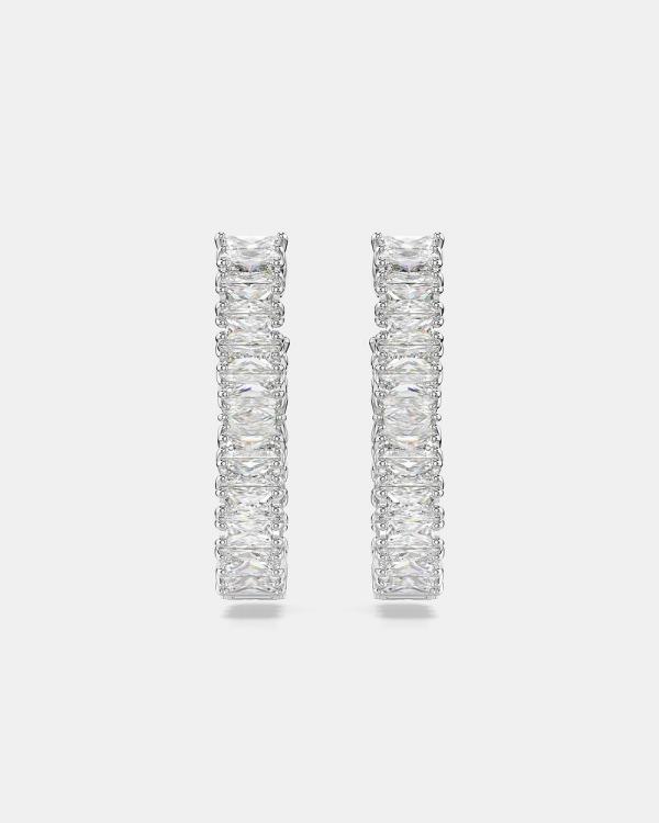Swarovski - Hyperbola Hoop Earrings - Jewellery (White & Rhodium Plated) Hyperbola Hoop Earrings
