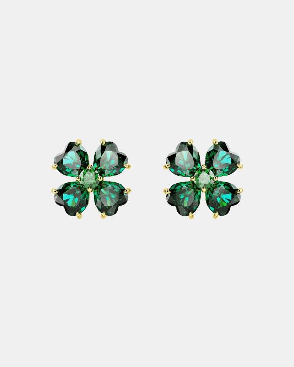 Swarovski - Idyllia stud earrings, Clover, Green, Gold tone plated - Jewellery (Green & Gold-Tone Plated) Idyllia stud earrings, Clover, Green, Gold-tone plated