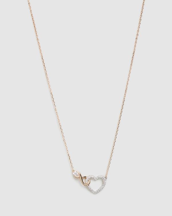 Swarovski - Swarovski Infinity necklace, Infinity and heart, White, Mixed metal finish - Jewellery (Silver & Rose Gold) Swarovski Infinity necklace, Infinity and heart, White, Mixed metal finish