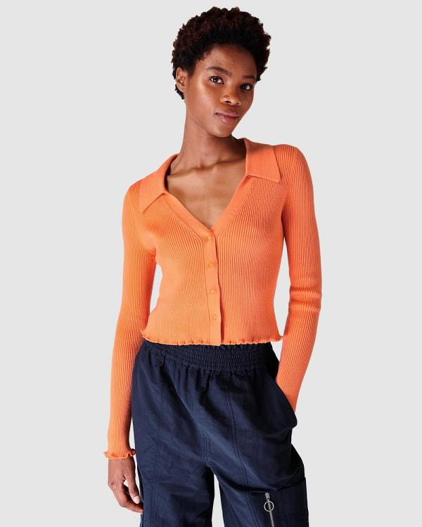 Sweaty Betty - Polo Knitted Button Through - Tops (Paradise Orange) Polo Knitted Button Through