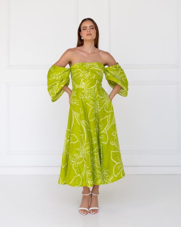 Talulah - Dahlia Midi Dress - Printed Dresses (green) Dahlia Midi Dress