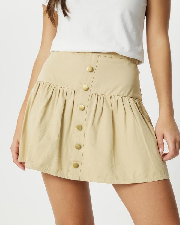 The Fated - Jean Mini Skirt - Pleated skirts (Soft Beige) Jean Mini Skirt