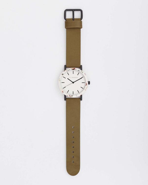 The Horse - The Resin - Watches (Nougat Shell / White Dial / Olive Leather Strap) The Resin