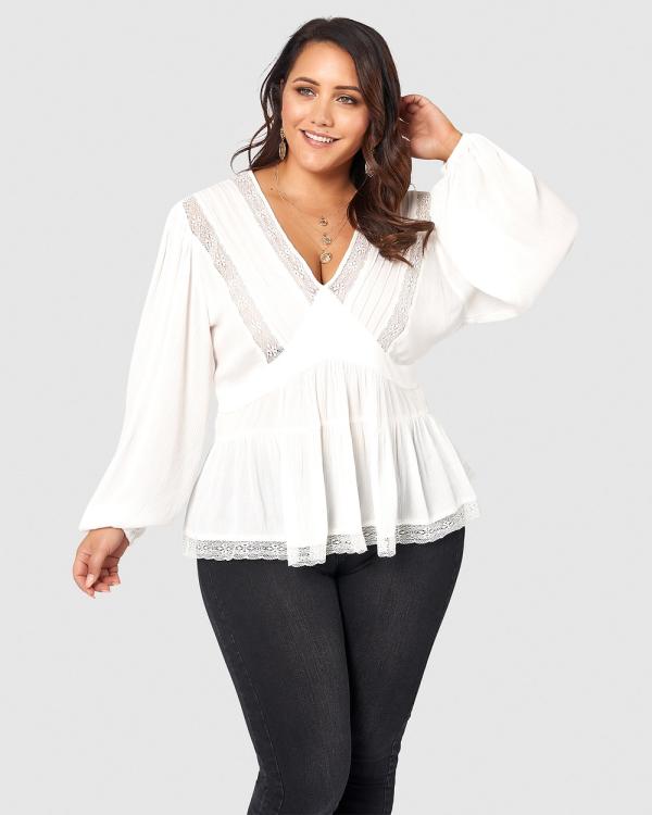 The Poetic Gypsy - Astral Passenger Lace Blouse - Tops (WHITE) Astral Passenger Lace Blouse