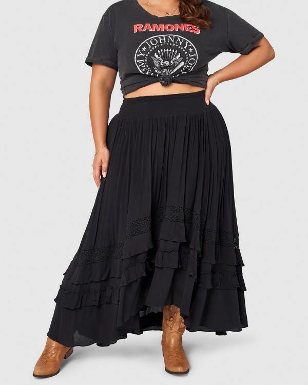 The Poetic Gypsy - Frontier Maxi Skirt - Skirts (BLACK) Frontier Maxi Skirt