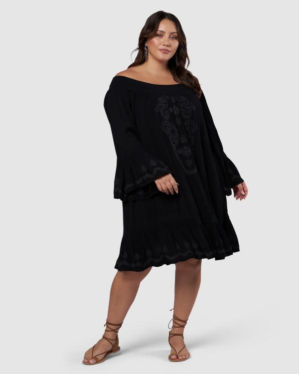 The Poetic Gypsy - Serenity Embroidered Mini Dress - Dresses (Black) Serenity Embroidered Mini Dress