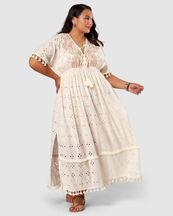 The Poetic Gypsy - Spirit Land Cotton Dress - Dresses (Neutrals) Spirit Land Cotton Dress