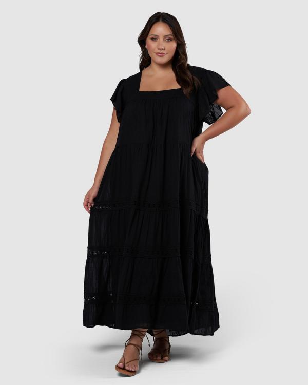 The Poetic Gypsy - Vintage Summer Maxi Dress - Dresses (Black) Vintage Summer Maxi Dress