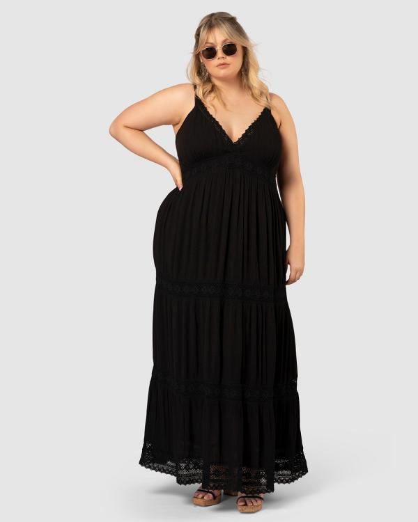 The Poetic Gypsy - Wild Things Lace Trim Maxi Dress - Dresses (Black) Wild Things Lace Trim Maxi Dress