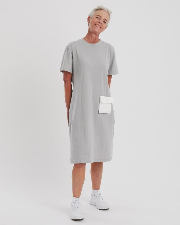 The Shapes United - Women's Side Fastening T Shirt Dress   Light Grey - Dresses (Grey) Women's Side Fastening T-Shirt Dress - Light Grey