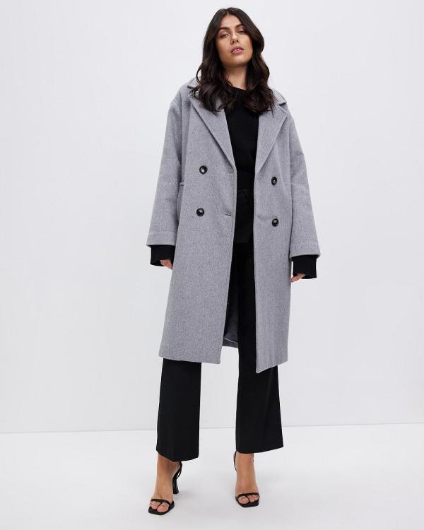 Third Form - Double Breasted Coat - Trench Coats (Grey Marle) Double Breasted Coat