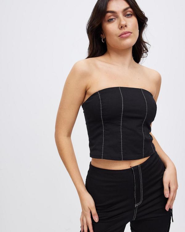 Third Form - Open Road Corset Top - Cropped tops (Washed Black) Open Road Corset Top