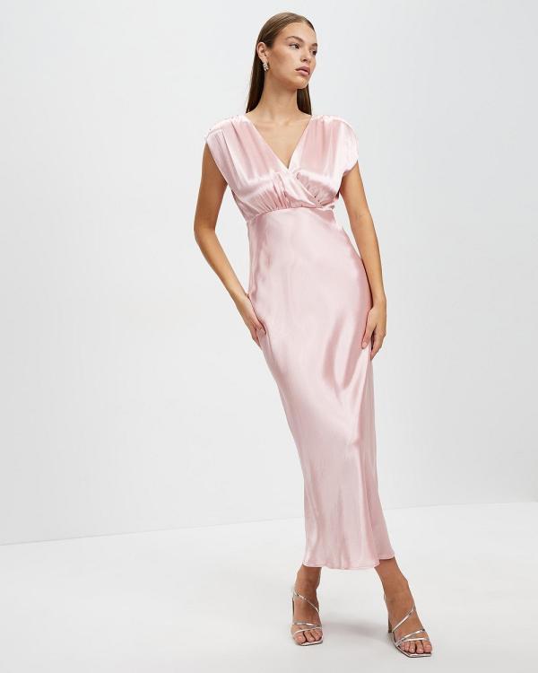 Third Form - Satin Cross Over Gather Dress - Bridesmaid Dresses (Fairy Floss) Satin Cross Over Gather Dress