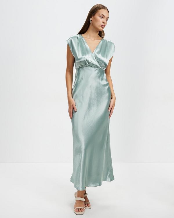 Third Form - Satin Cross Over Gather Dress - Bridesmaid Dresses (Wave) Satin Cross Over Gather Dress