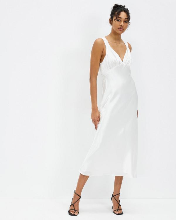 Third Form - Satin Gather Bra Bias Slip Dress - Bridesmaid Dresses (Wave) Satin Gather Bra Bias Slip Dress