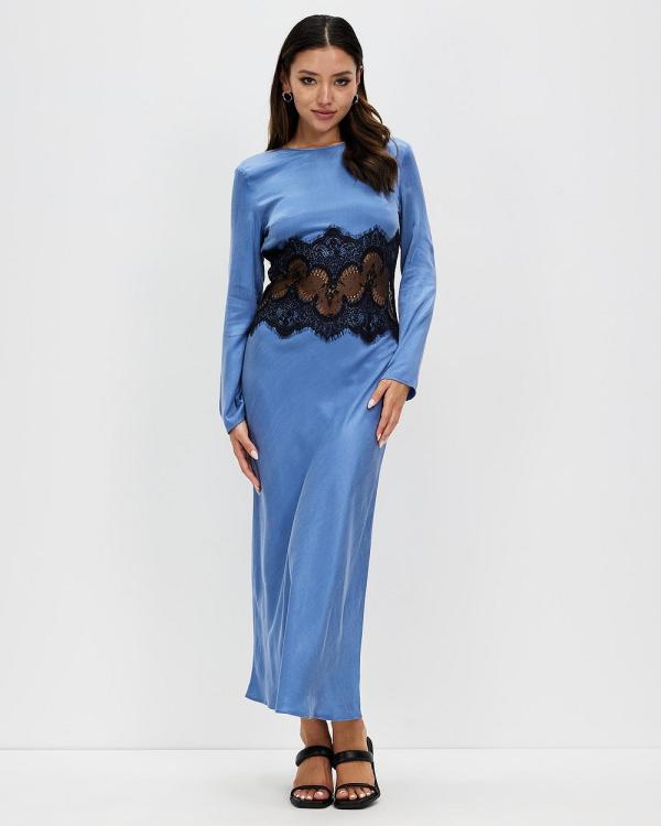 Third Form - Visions Lace Trim LS Maxi Dress - Dresses (Sapphire) Visions Lace Trim LS Maxi Dress
