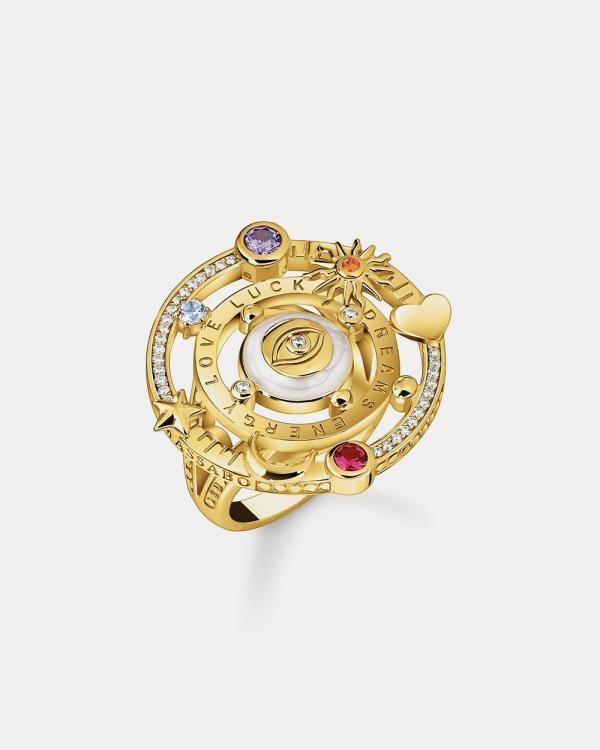 THOMAS SABO - Gold Cosmic Cocktail Ring with Half Ball and Stones - Jewellery (Gold) Gold Cosmic Cocktail Ring with Half-Ball and Stones