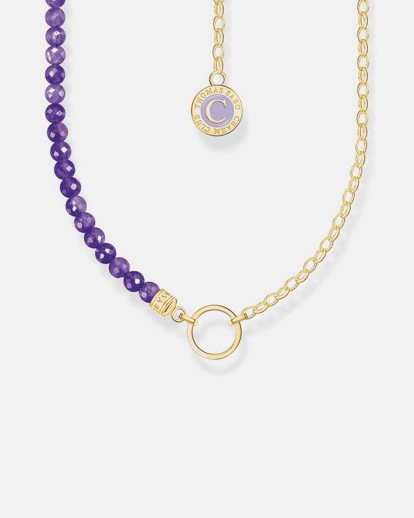 THOMAS SABO - Gold Member Charm Necklace with Violet Beads - Jewellery (Gold) Gold Member Charm Necklace with Violet Beads