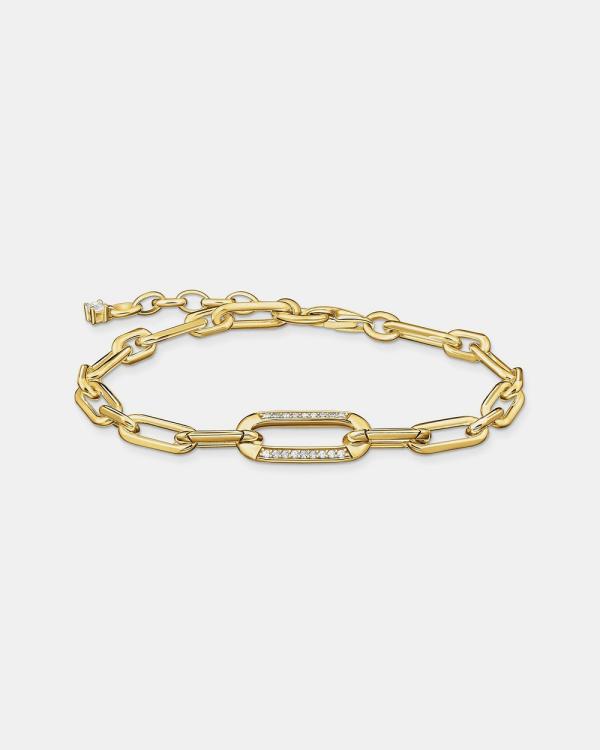 THOMAS SABO - Golden Link Bracelet with Anchor Element and Zirconia - Jewellery (Gold) Golden Link Bracelet with Anchor Element and Zirconia