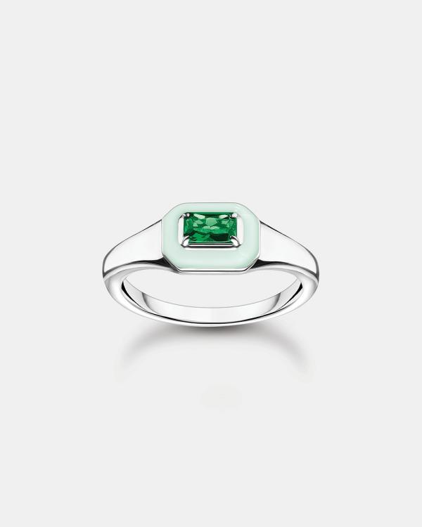 THOMAS SABO - Octagon Green Stone Ring - Jewellery (Green) Octagon Green Stone Ring