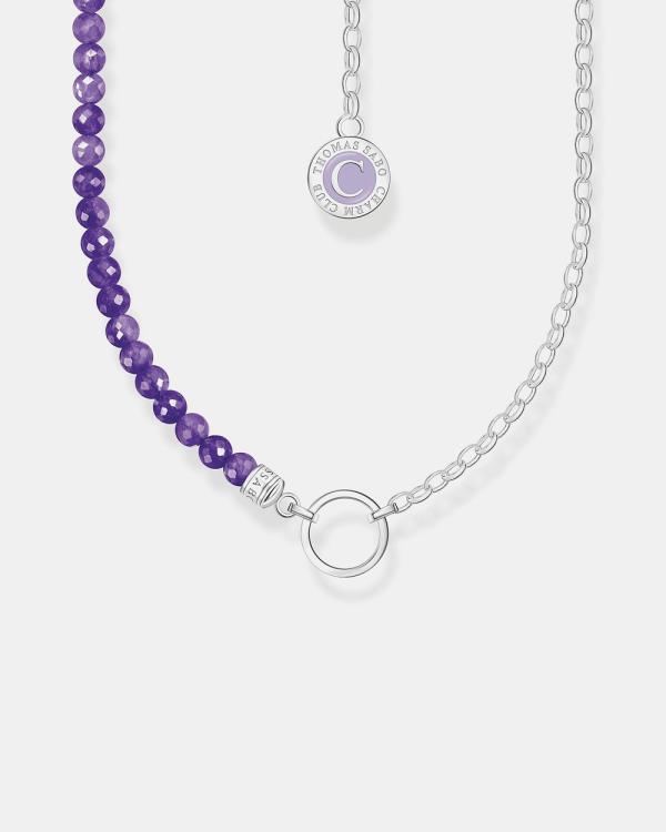 THOMAS SABO - Silver Member Charm Necklace with Violet Imitation Amethyst Beads - Jewellery (Silver) Silver Member Charm Necklace with Violet Imitation Amethyst Beads