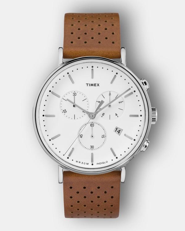 TIMEX - Fairfield Chrono - Watches (Silver/Brown) Fairfield Chrono