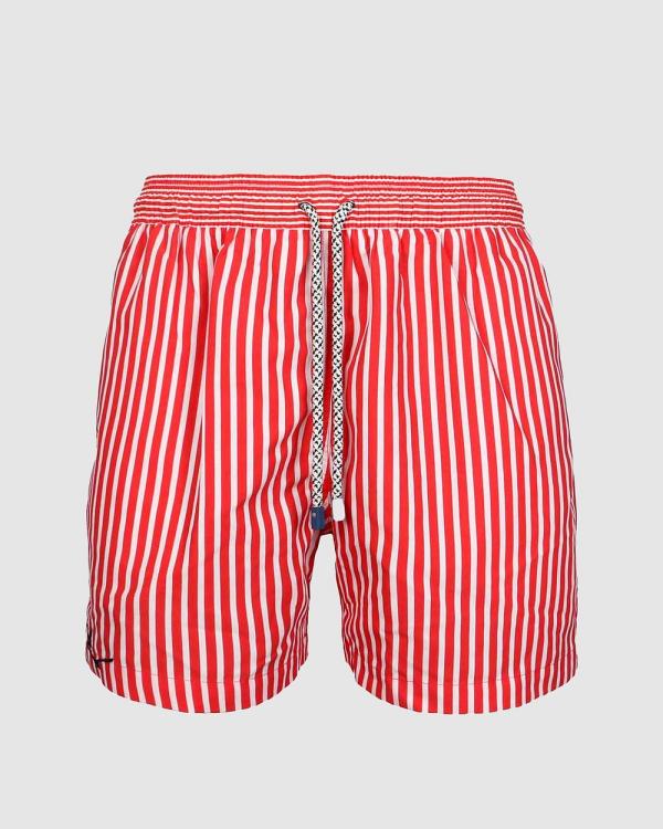 Tolu Australia - Red Stripes Kids Swim Shorts - Swimwear (Red) Red Stripes Kids Swim Shorts