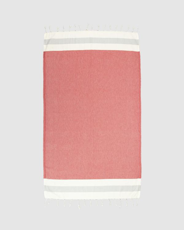 Tolu Australia - Thin Turkish Towel - Home (Red and Grey) Thin Turkish Towel