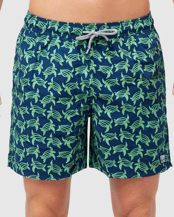 Tom & Teddy - Turtle Boardshorts - Swimwear (Blue & Green) Turtle Boardshorts
