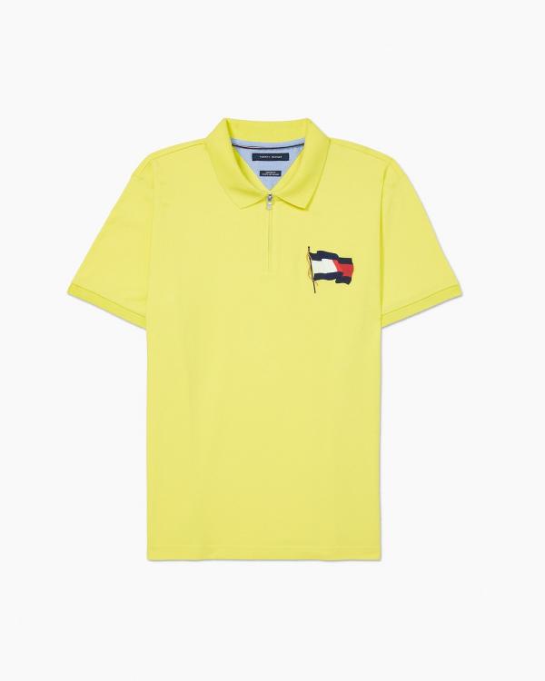 Tommy Hilfiger Adaptive - Adaptive Mens Custom Fit Flag Stretch Polo - Shirts & Polos (YELLOW TOPAZ) Adaptive Mens Custom Fit Flag Stretch Polo