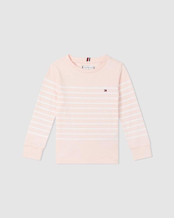 Tommy Hilfiger - AK Stripe LS Tee   Teens - T-Shirts & Singlets (Whimsy Pink Base & White Stripe) AK Stripe LS Tee - Teens