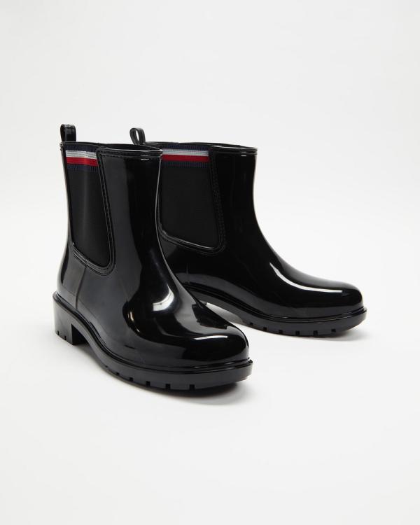 Tommy Hilfiger - Corporate Elastic Rainboots   Women's - Boots (Black) Corporate Elastic Rainboots - Women's