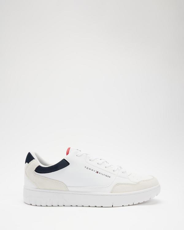 Tommy Hilfiger - Essential Leather Fine Cleat Basketball Trainers   Men's - Sneakers (White) Essential Leather Fine Cleat Basketball Trainers - Men's