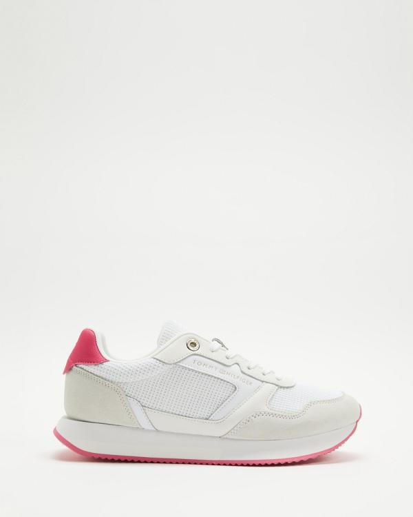 Tommy Hilfiger - Essential Mesh Runner   Women's - Sneakers (White & Bright Cerise Pink) Essential Mesh Runner - Women's