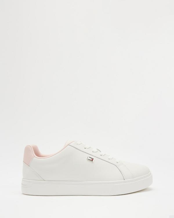 Tommy Hilfiger - Flag Court Sneakers   Women's - Sneakers (Ecru & Whimsy Pink) Flag Court Sneakers - Women's