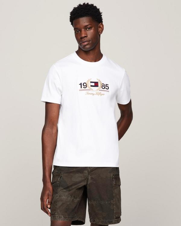 Tommy Hilfiger - Logo Embroidery Crew Neck T Shirt - T-Shirts & Singlets (White) Logo Embroidery Crew Neck T-Shirt