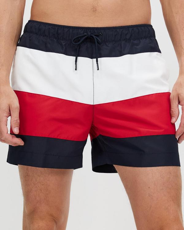 Tommy Hilfiger - Medium Drawstring Bold Flag Shorts - Swimwear (Desert Sky) Medium Drawstring Bold Flag Shorts