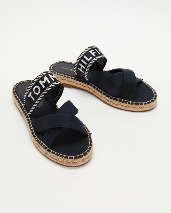 Tommy Hilfiger - Seasonal Webbing Sandals - Flats (Space Blue) Seasonal Webbing Sandals