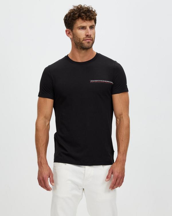 Tommy Hilfiger - Small Chest Stripe Monotype Tee - T-Shirts & Singlets (Black) Small Chest Stripe Monotype Tee