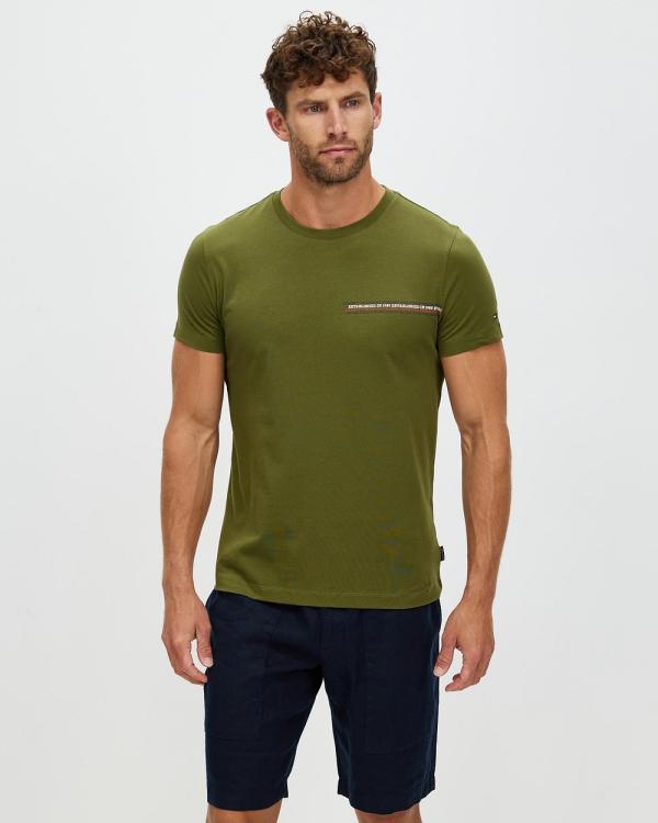 Tommy Hilfiger - Small Chest Stripe Monotype Tee - T-Shirts & Singlets (Putting Green) Small Chest Stripe Monotype Tee