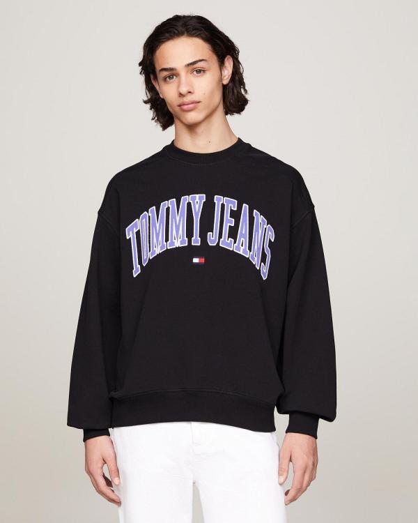 Tommy Jeans - Boxy Pop Varsity Crew - Sweats (Black) Boxy Pop Varsity Crew