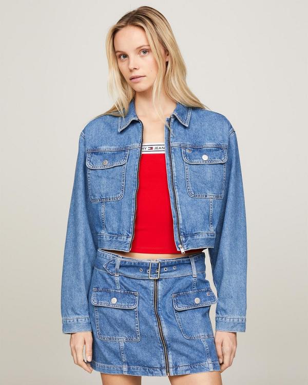 Tommy Jeans - Claire Crop Zipper Jacket - Denim jacket (Denim Medium) Claire Crop Zipper Jacket