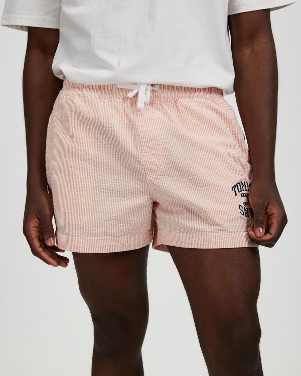Tommy Jeans - TJM Seersucker Beach Shorts - Shorts (Citrus Orange & White) TJM Seersucker Beach Shorts