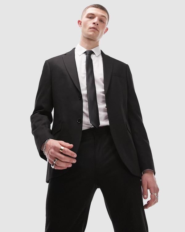 Topman - Skinny Textured Suit Jacket - Blazers (Black) Skinny Textured Suit Jacket