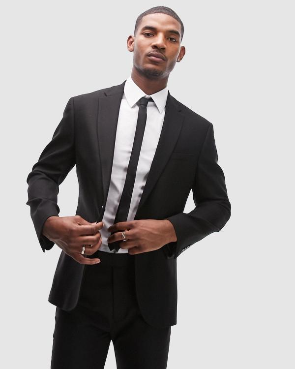 Topman - Stretch Slim Textured Suit Jacket - Suits & Blazers (Black) Stretch Slim Textured Suit Jacket