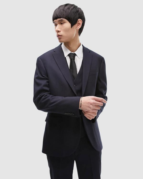 Topman - Textured Skinny Suit Jacket - Blazers (Navy) Textured Skinny Suit Jacket