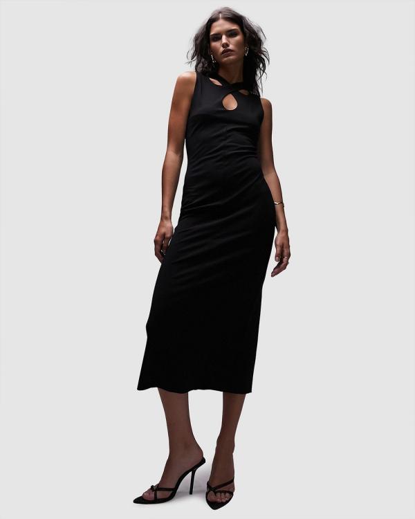 TOPSHOP - Cross Over Front Keyhole Jersey Midi Dress - Dresses (Black) Cross Over Front Keyhole Jersey Midi Dress