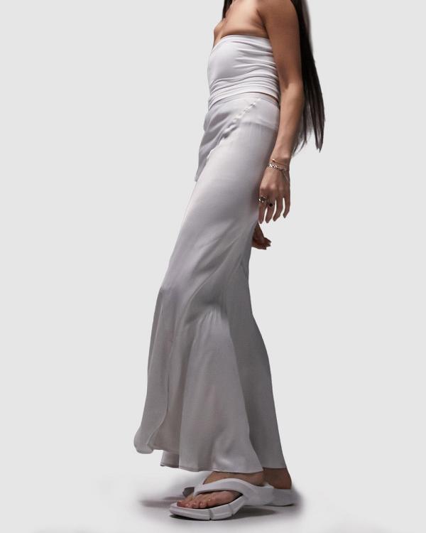 TOPSHOP - Fishtail Midi Skirt - Skirts (Light Grey) Fishtail Midi Skirt